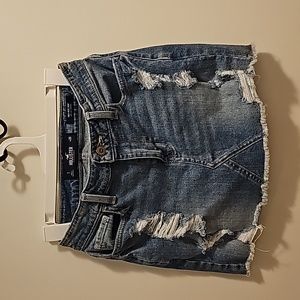 Hollister Size 1/W25 Jean High-Rise Vintage Stretch Distressed Short Skirt